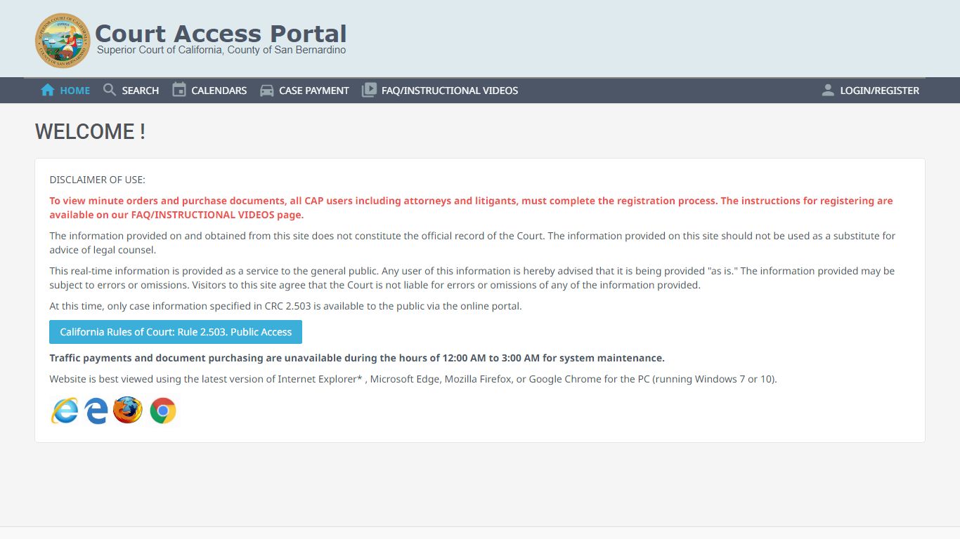 Public Portal - Superior Court of California, County of San Bernardino